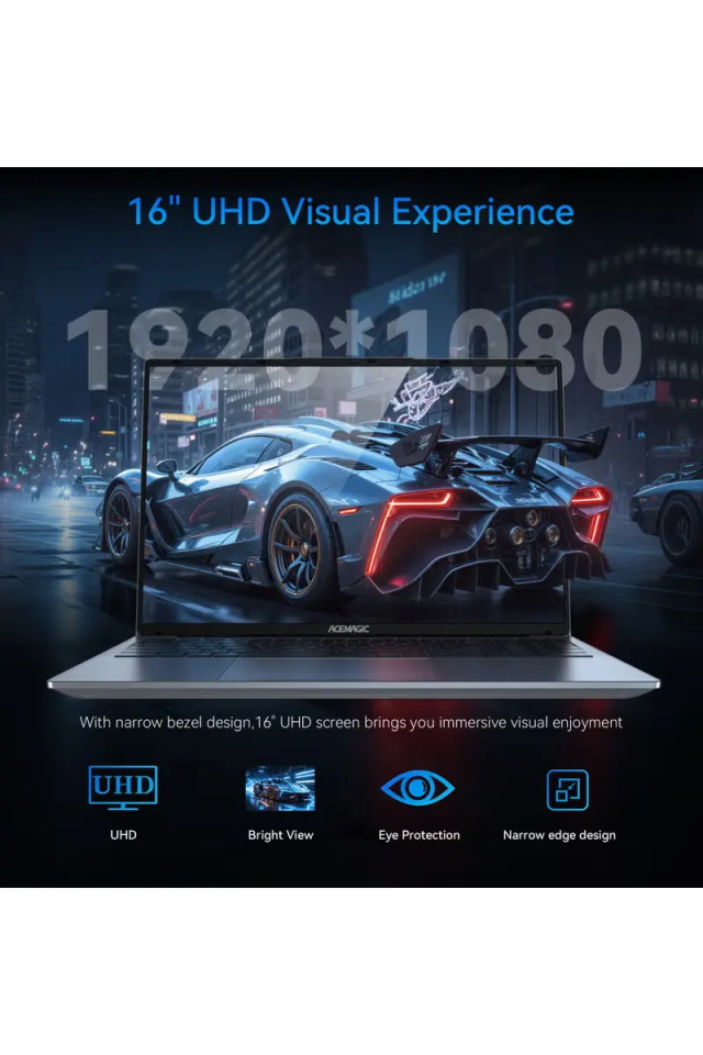 Laptop 16-inch intel N97 16GB SO-DIMM DDR4 512GB SSD Windows 11 Pro Type-C/USB3.2/plastic material/WIFI5/Bluetooth5.0 english grey