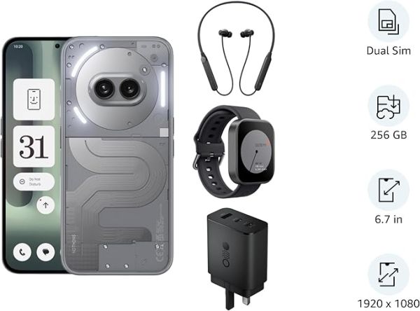 Phone (2a) Plus Dual SIM Grey 12GB RAM 256GB With CMF Neckband, CMF Watch Pro And CMF 65W Charger - Middle East Version