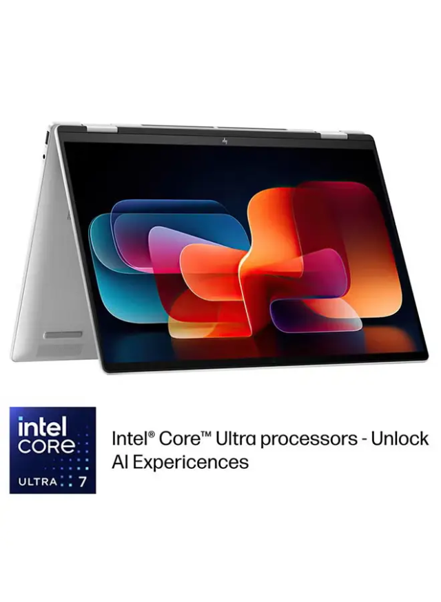 Envy x360 2-in-1 A57E1EA 16-ac0015ne, 3K OLED 16-Inch Touch Display, Intel Core Ultra 7-155U Processor/16GB RAM/1TB SSD/Windows 11 Home English/Arabic Glacier silver