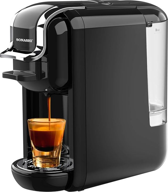 3 in 1 Multifunction Espresso Coffee Machine - with 600ML Detachable Water Tank | 3 Optional Adaptors and Auto Shut Off Options 600 ml 1450 W SCM-4969 Black/Red