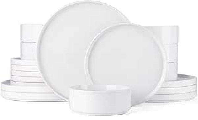Nebula 18 Piece Stoneware Dinnerware Set Set for 6, Scratch Resistant, Microwave & Dishwasher Safe, White
